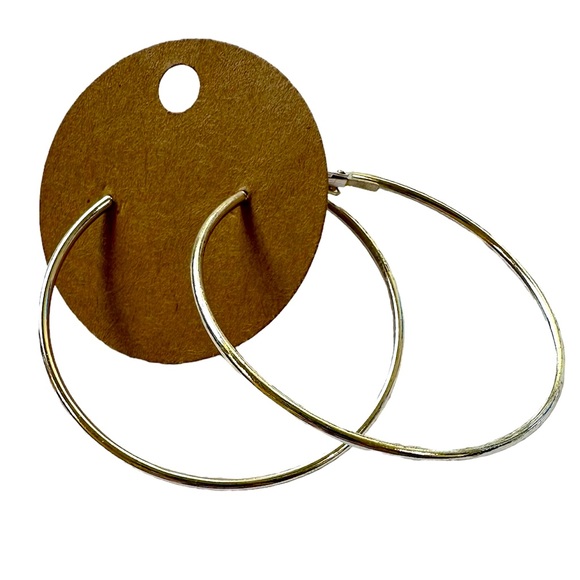 Silver toned medium hoop bangle earrings - Picture 1 of 4